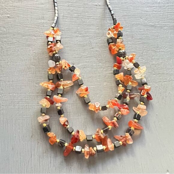 Polished Stone Beads & Hematite Necklace - Picture 7 of 7